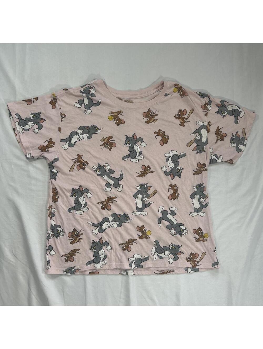 Tom & Jerry pink all-over character graphic t-shirt in unisex size XL.